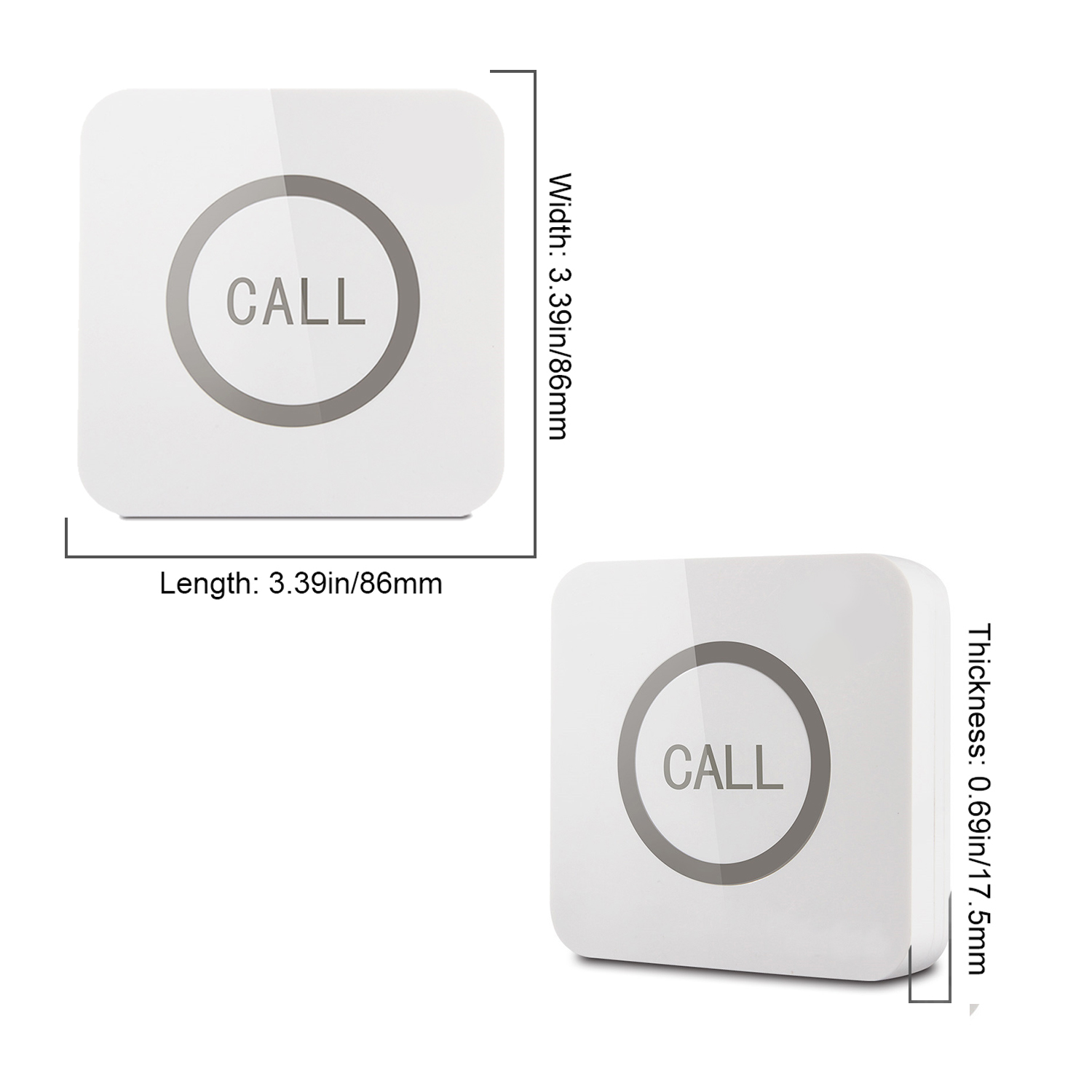 ALIBELL Waterproof Pager for Wireless Paging System Waiter Paging System for Restaurants—ideal for kitchens, fast-food restaurants, burger joints, and hotels for calling waiters; 2-pack of call buttons